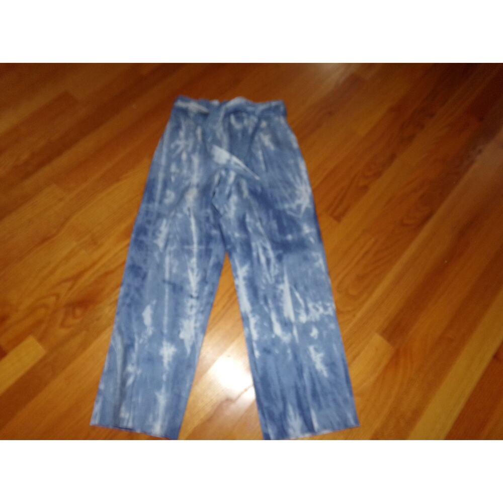 Attyre New York tie dye wide leg pants‎ w belt 4 retro boho indie